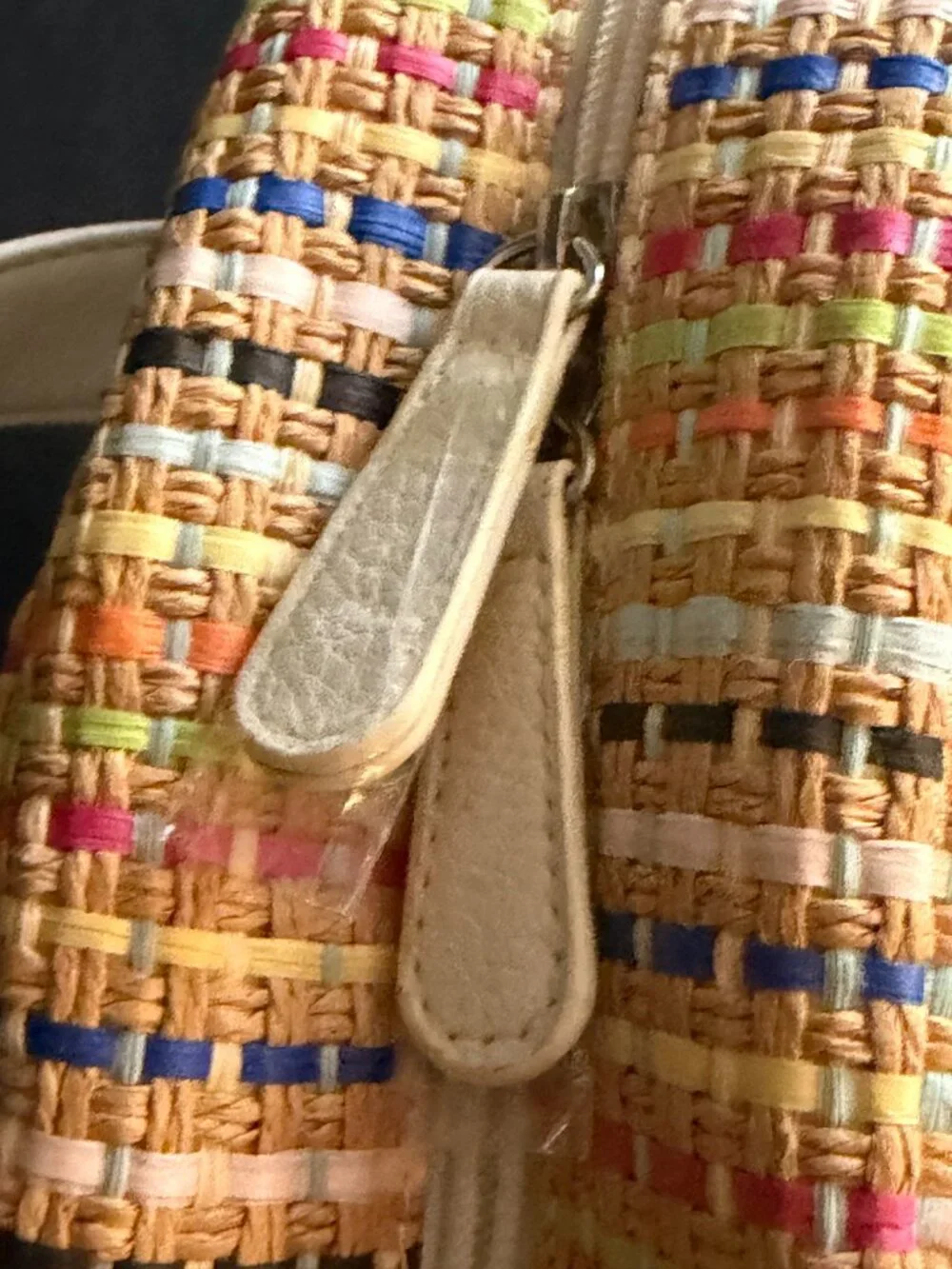 NWT Stone Mountain Multicolor Woven Straw Dome Handbag/Backpack